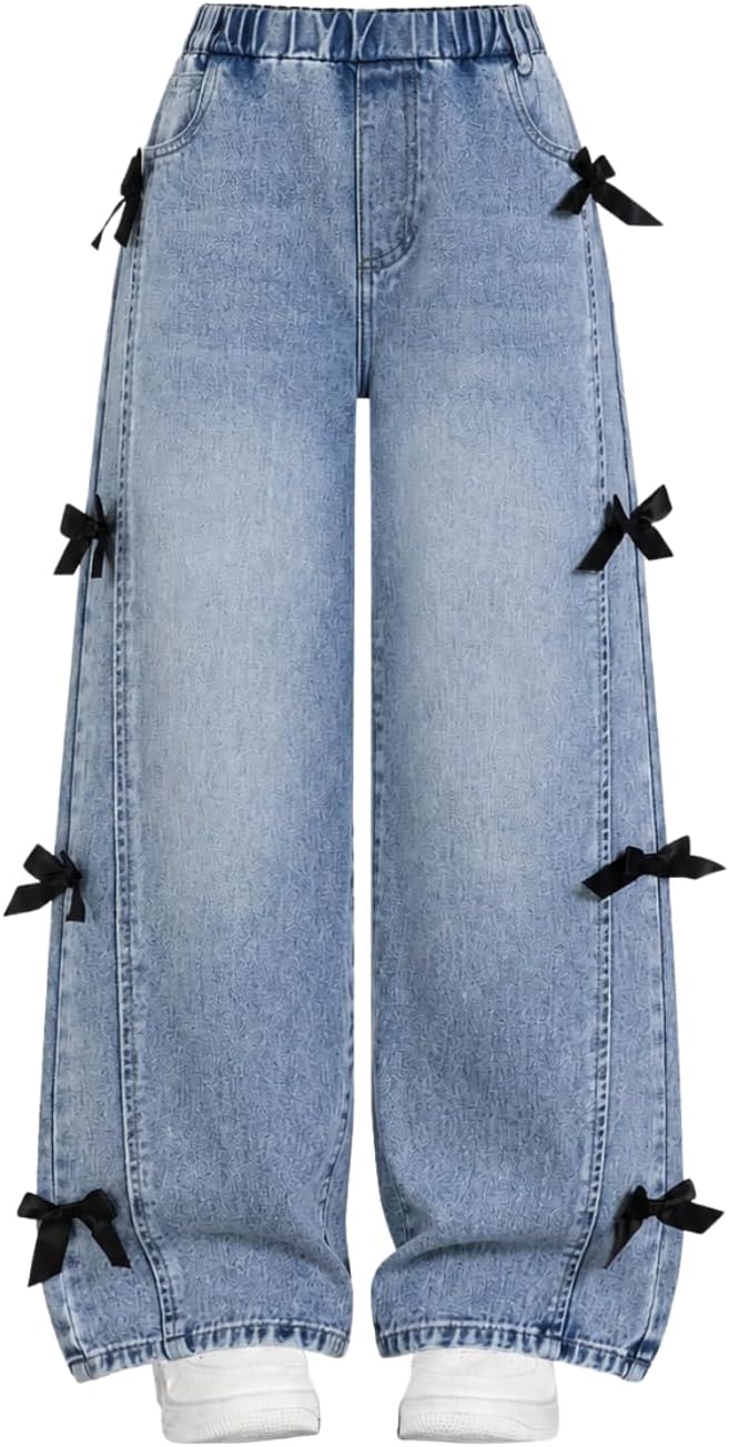Girls Jeans Wide Leg Denim Pants Tween Teen Girls Trendy Clothes Size 7-13 Years