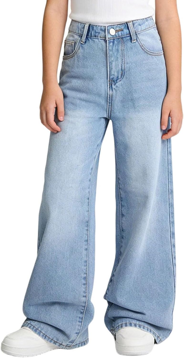 12-16Y Girls Jeans Teen Girl Clothes Baggy Wide Leg Cute Pants Retro Denim Pant Y2k Tween Outfits