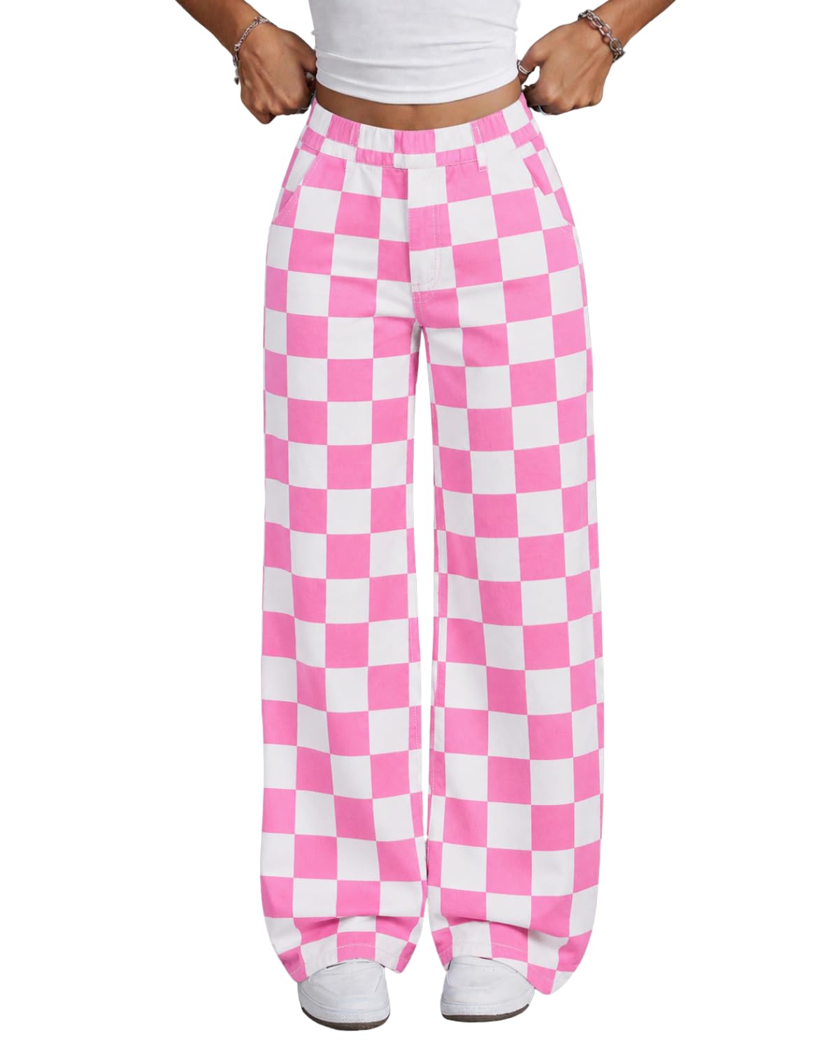 Azmxynol Girls Jeans Denim Cargo Pants Wide Leg Tween Girl High Waist Jean Pant, Size 9-16 Years