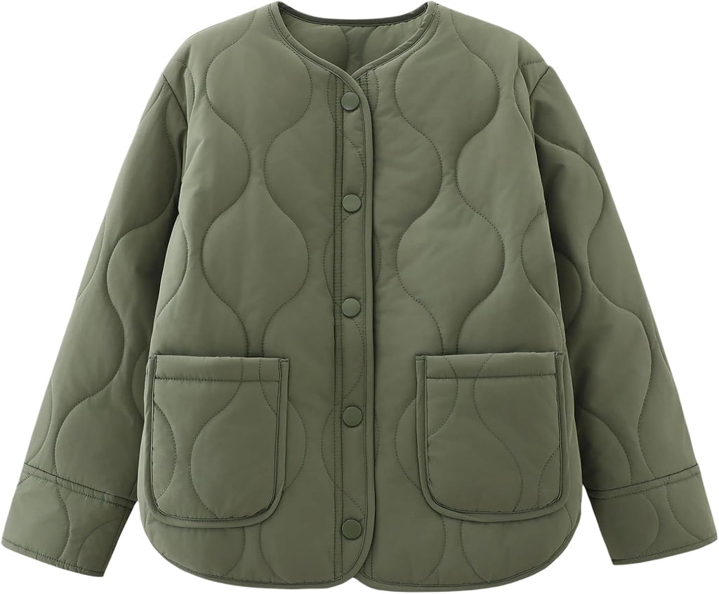 Girls Lightweight Quilted Jackets Kids Winter Coat Outwear 5-14Y