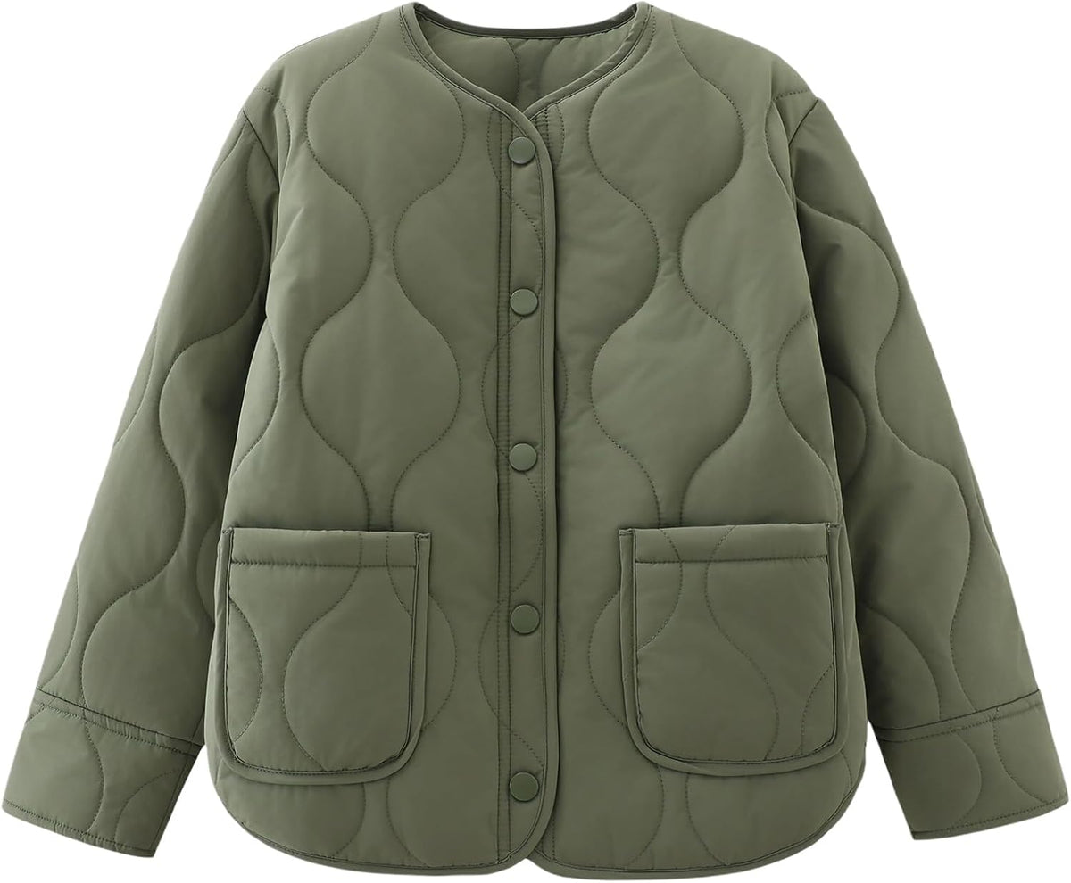Girls Lightweight Quilted Jackets Kids Winter Coat Outwear 5-14Y