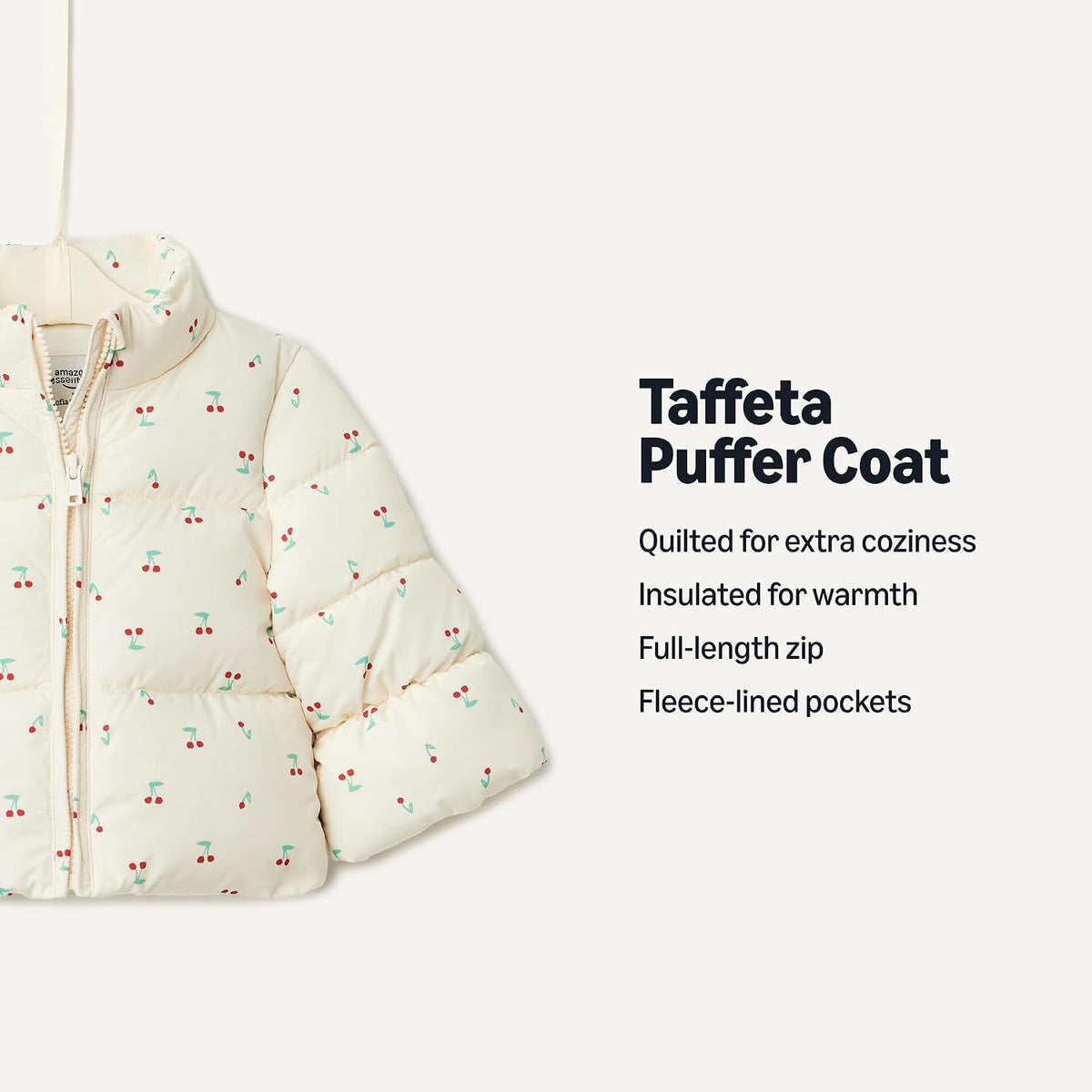 Amazon Essentials x Sofia Grainge Toddler and Baby Girls' Heavyweight Fleece Lined Taffeta Puffer Jacket