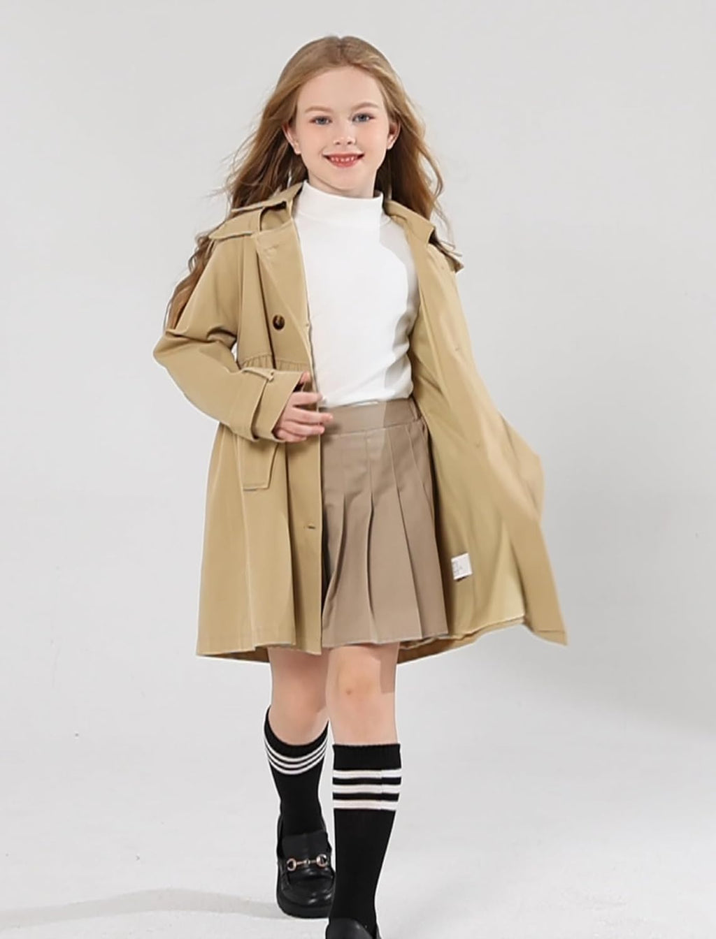 Girl's Trench Coat Hooded Waterproof rain jacket 6-14 Years