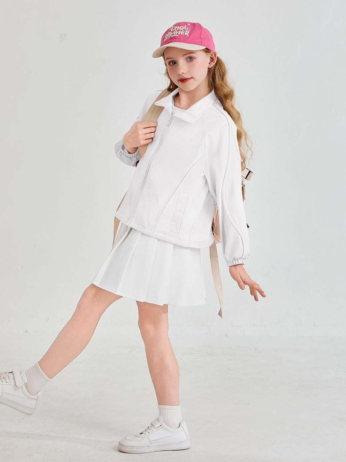 Haloumoning Girls Gradient Lightweight Jacket Kids Stand Collar Spring Fall Jackets with Pockets 5-14 Years