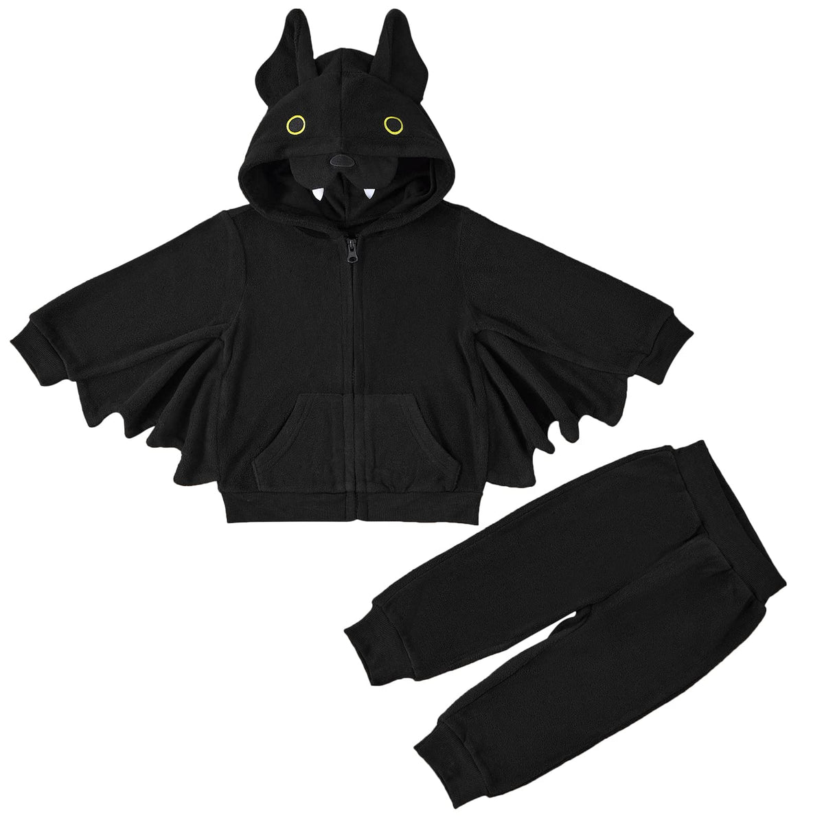 Weixinbuy Toddler Baby Boy's Girl's Halloween Costume Bat Style Cosplay Clothes Set Winter Outerwear Hooded Coat