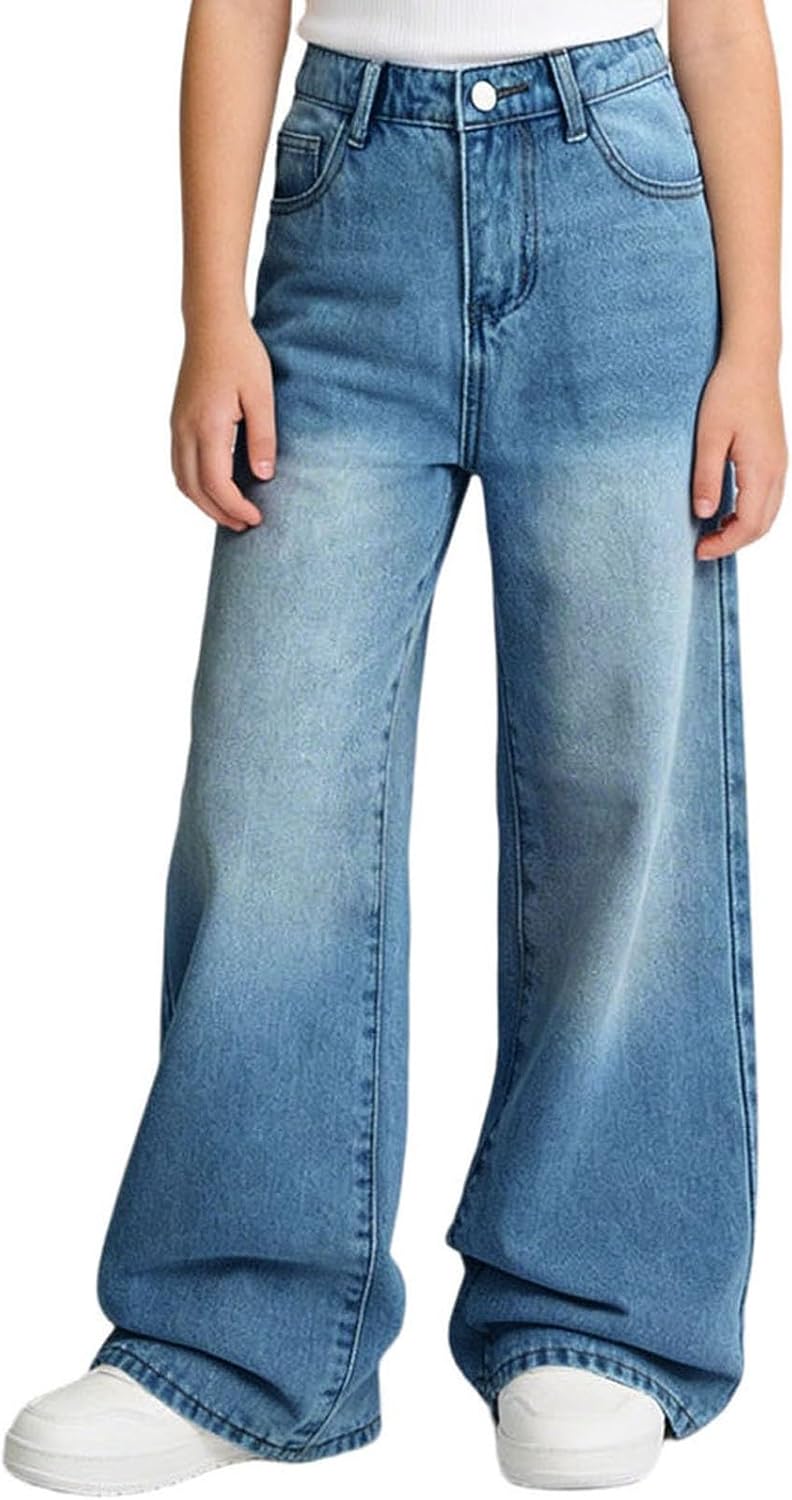 12-16Y Girls Jeans Teen Girl Clothes Baggy Wide Leg Cute Pants Retro Denim Pant Y2k Tween Outfits