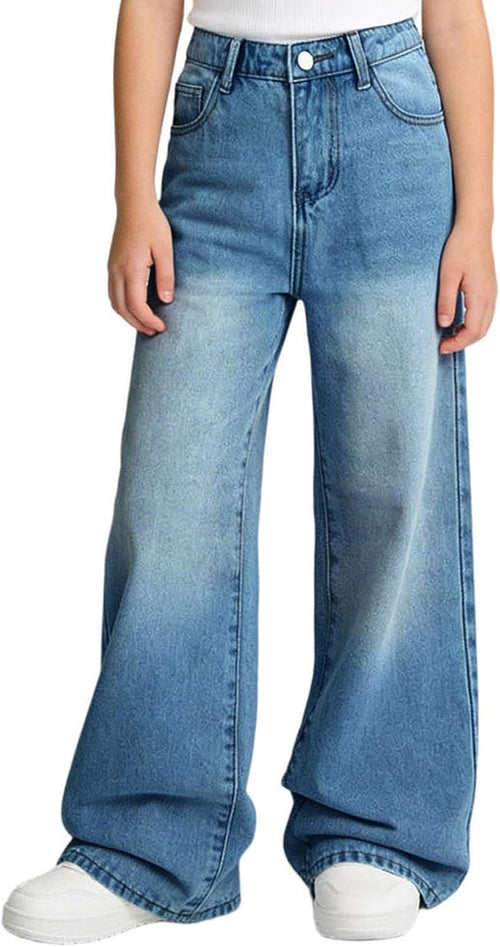 12-16Y Girls Jeans Teen Girl Clothes Baggy Wide Leg Cute Pants Retro Denim Pant Y2k Tween Outfits