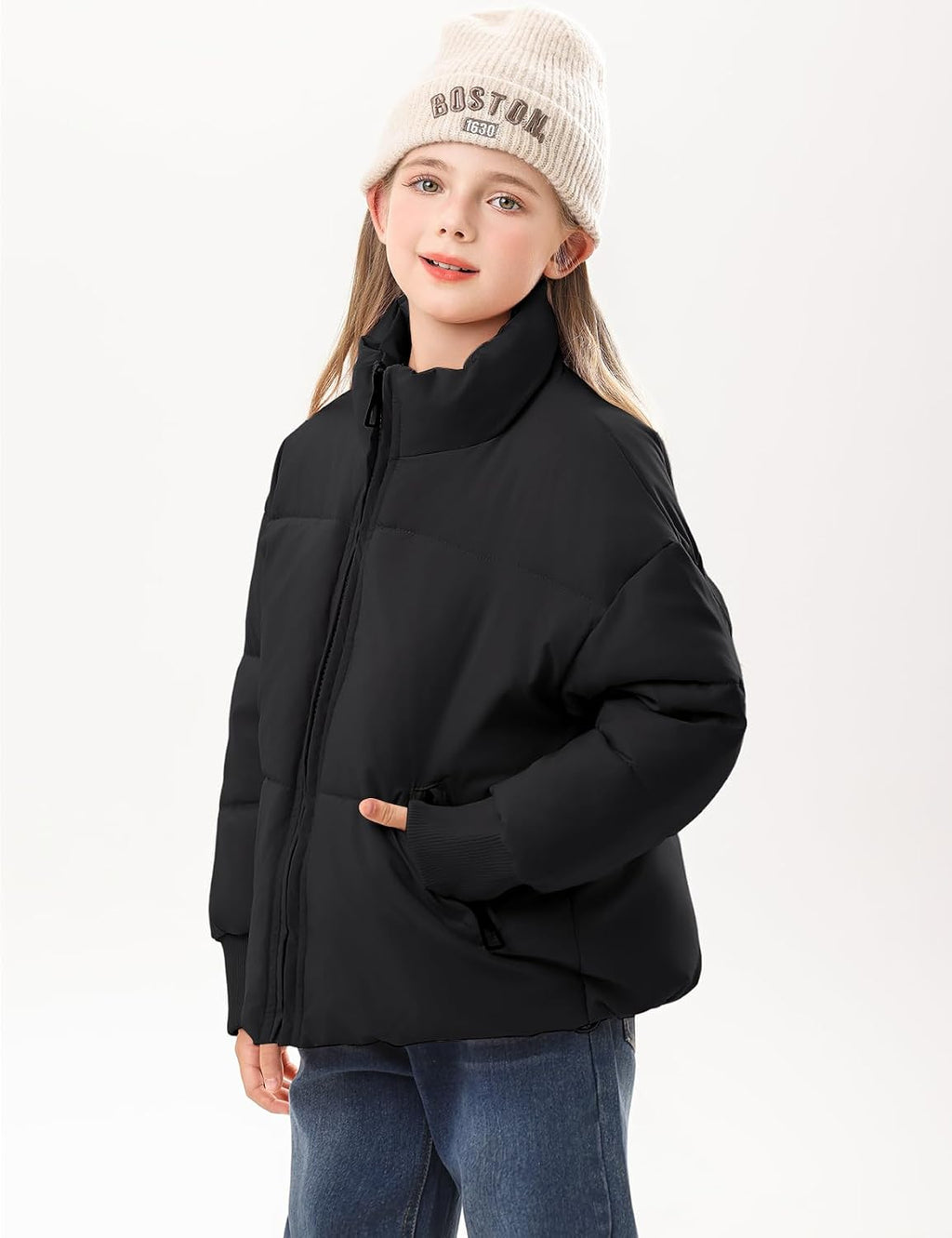 Gihuo Girls Winter Puffer Jacket Kids Warm Quilted Winter Coat