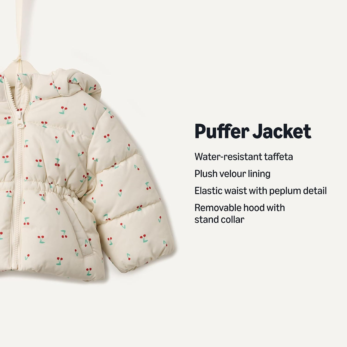 Amazon Essentials x Sofia Grainge Babies, Todders and Girls' Water-Repellent Hooded Puffer Jacket