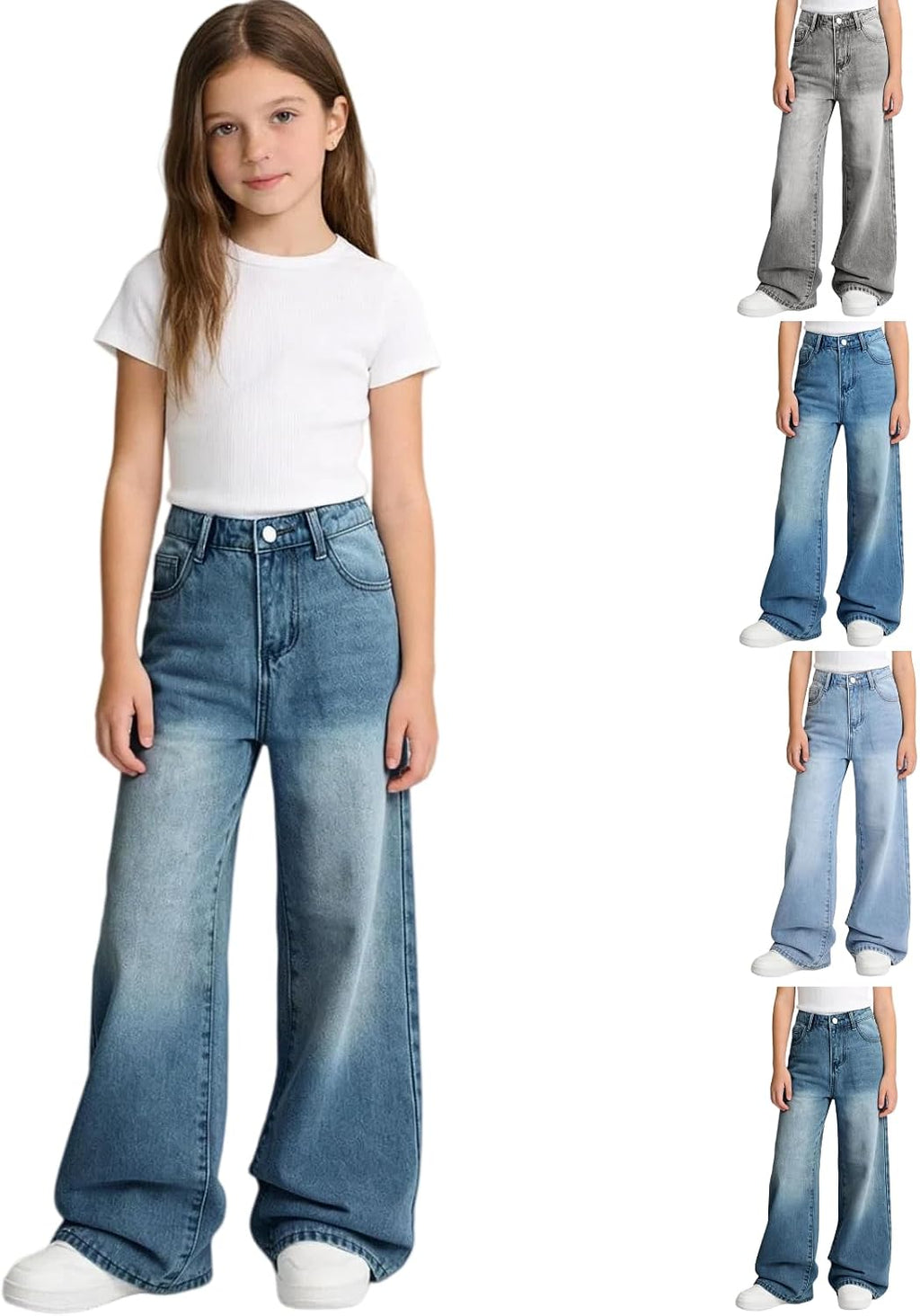 12-16Y Girls Jeans Teen Girl Clothes Baggy Wide Leg Cute Pants Retro Denim Pant Y2k Tween Outfits
