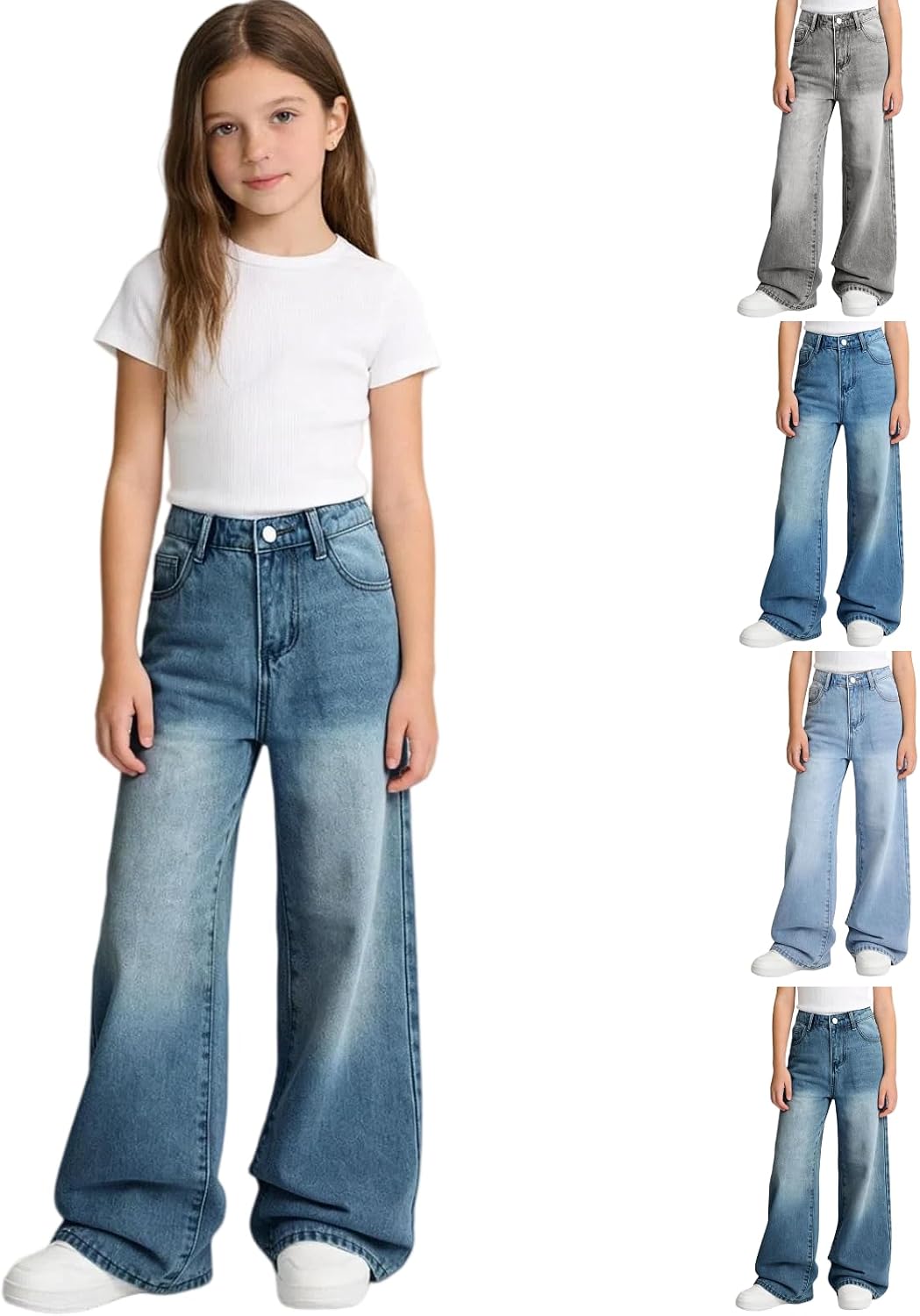 12-16Y Girls Jeans Teen Girl Clothes Baggy Wide Leg Cute Pants Retro Denim Pant Y2k Tween Outfits