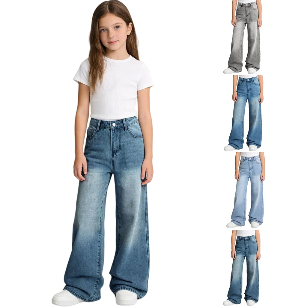 12-16Y Girls Jeans Teen Girl Clothes Baggy Wide Leg Cute Pants Retro Denim Pant Y2k Tween Outfits