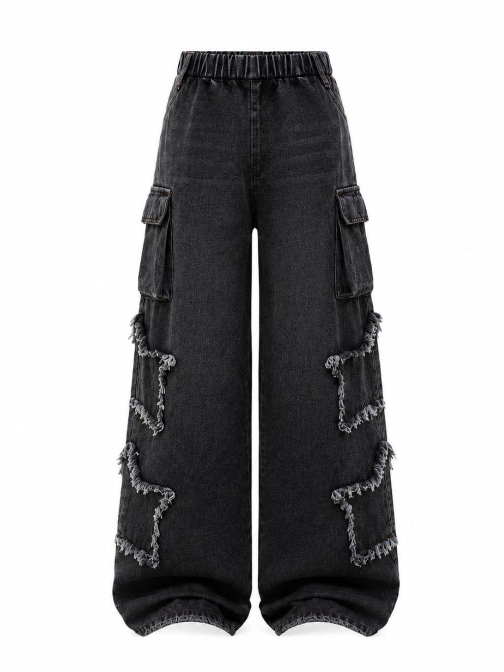 Girls Wide Leg Jeans Elastic Waist Baggy Denim Cargo Pants Size 7-14