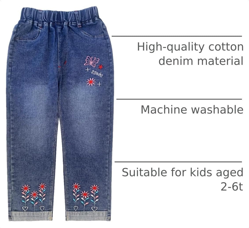 Peacolate 4-9T Infant Little Kids Girls Embroidery Jeans Denim Pants