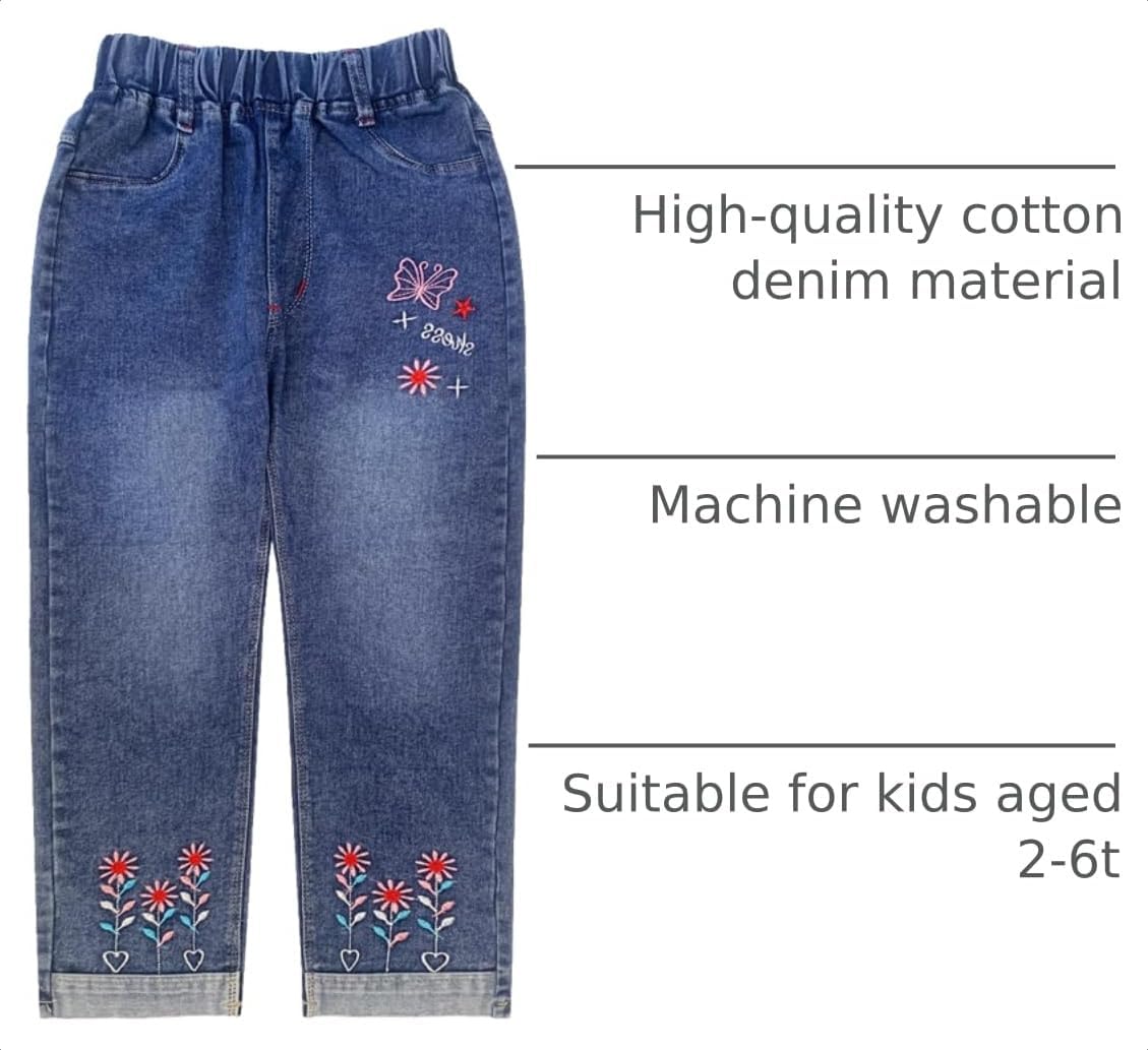 Peacolate 4-9T Infant Little Kids Girls Embroidery Jeans Denim Pants
