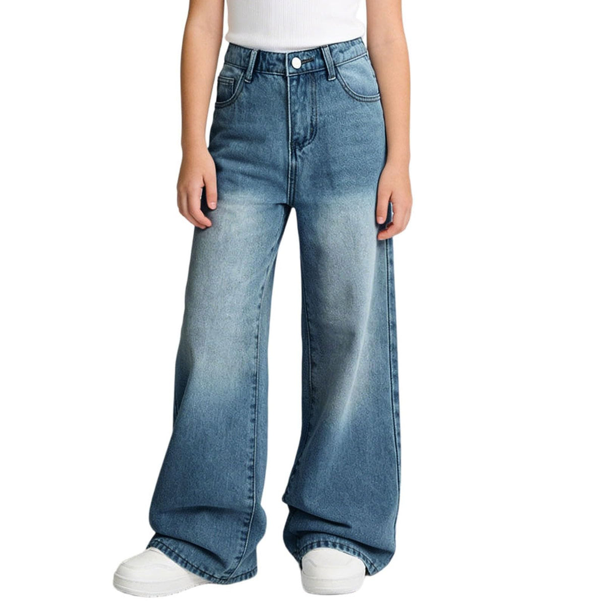 12-16Y Girls Jeans Teen Girl Clothes Baggy Wide Leg Cute Pants Retro Denim Pant Y2k Tween Outfits
