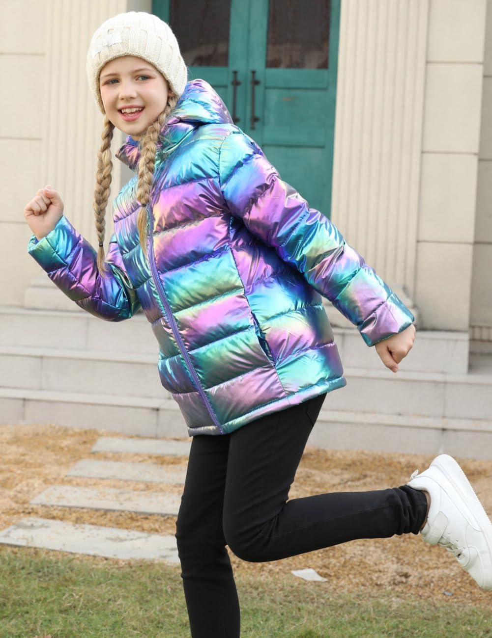 Lovekider Girls Winter Coat Shiny Gradient Lightweight Puffer Jacket 4-12Y
