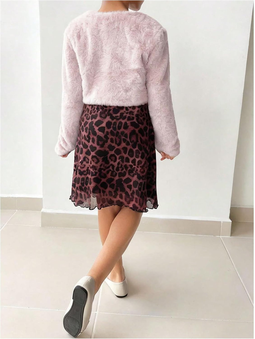 SHENHE Girl's Faux Fur Bolero Jacket Open Front Fuzzy Cozy Dress Coat Shrug