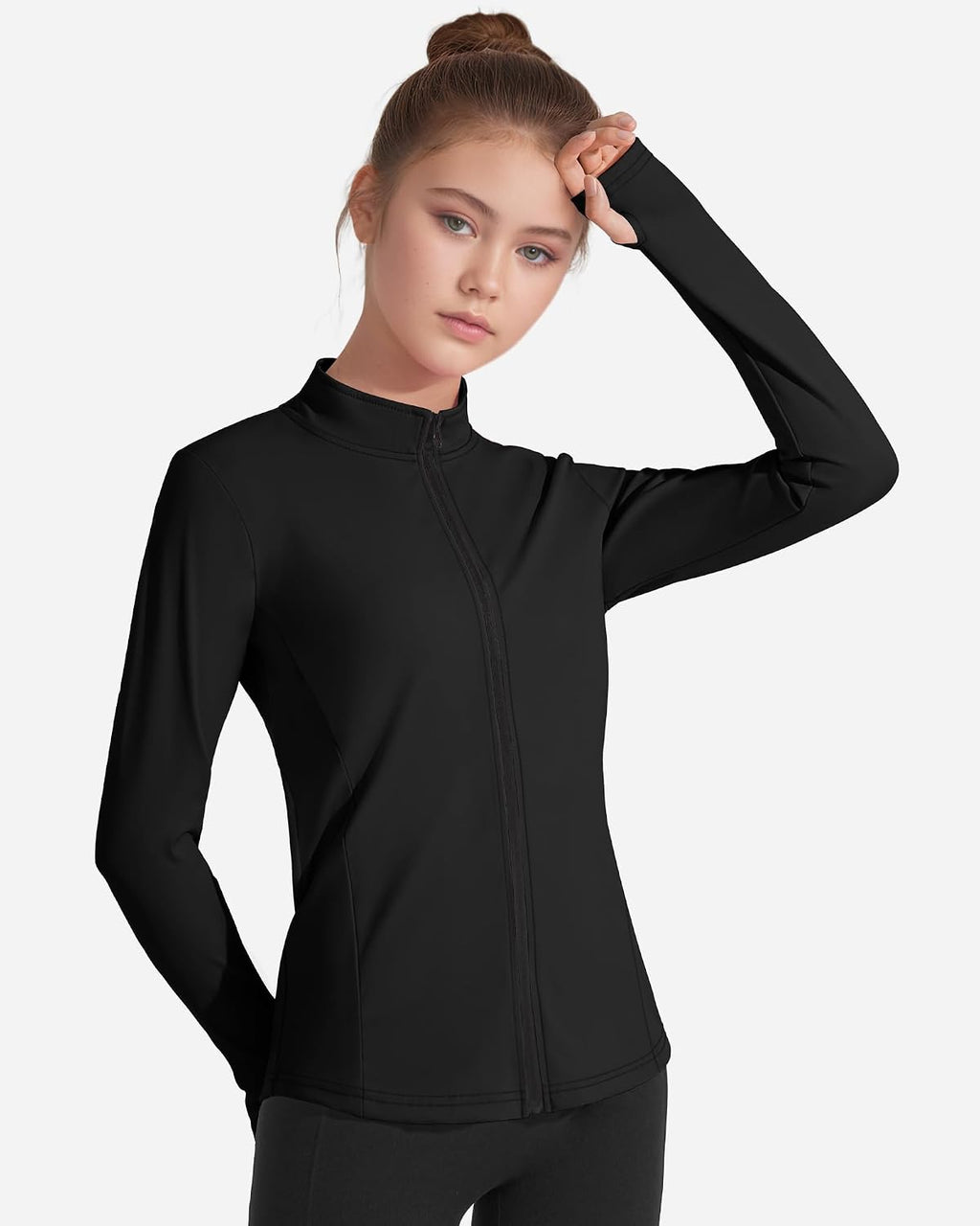 JOCMIC Girls Zip Up Jacket Horse Riding Shirts Kids Athletic Yoga Jackets