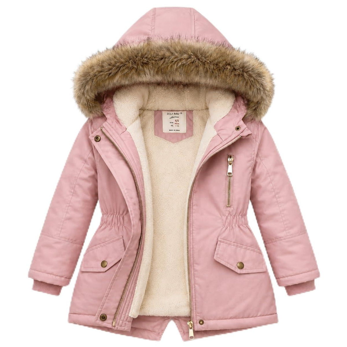 Kids Winter Jacket Puffer Coats Fleece Parka Boys Girls Outerwear