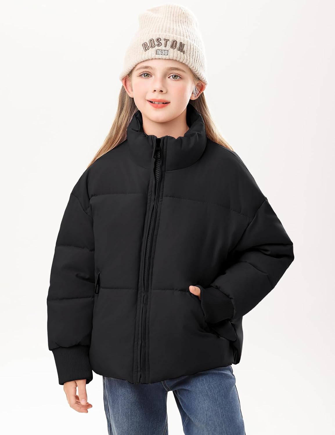 Gihuo Girls Winter Puffer Jacket Kids Warm Quilted Winter Coat
