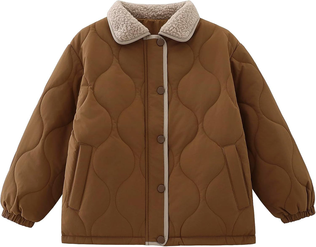 Girls Quilted Jacket Puffer Winter Coat Lightweight Outwear 3-14Y