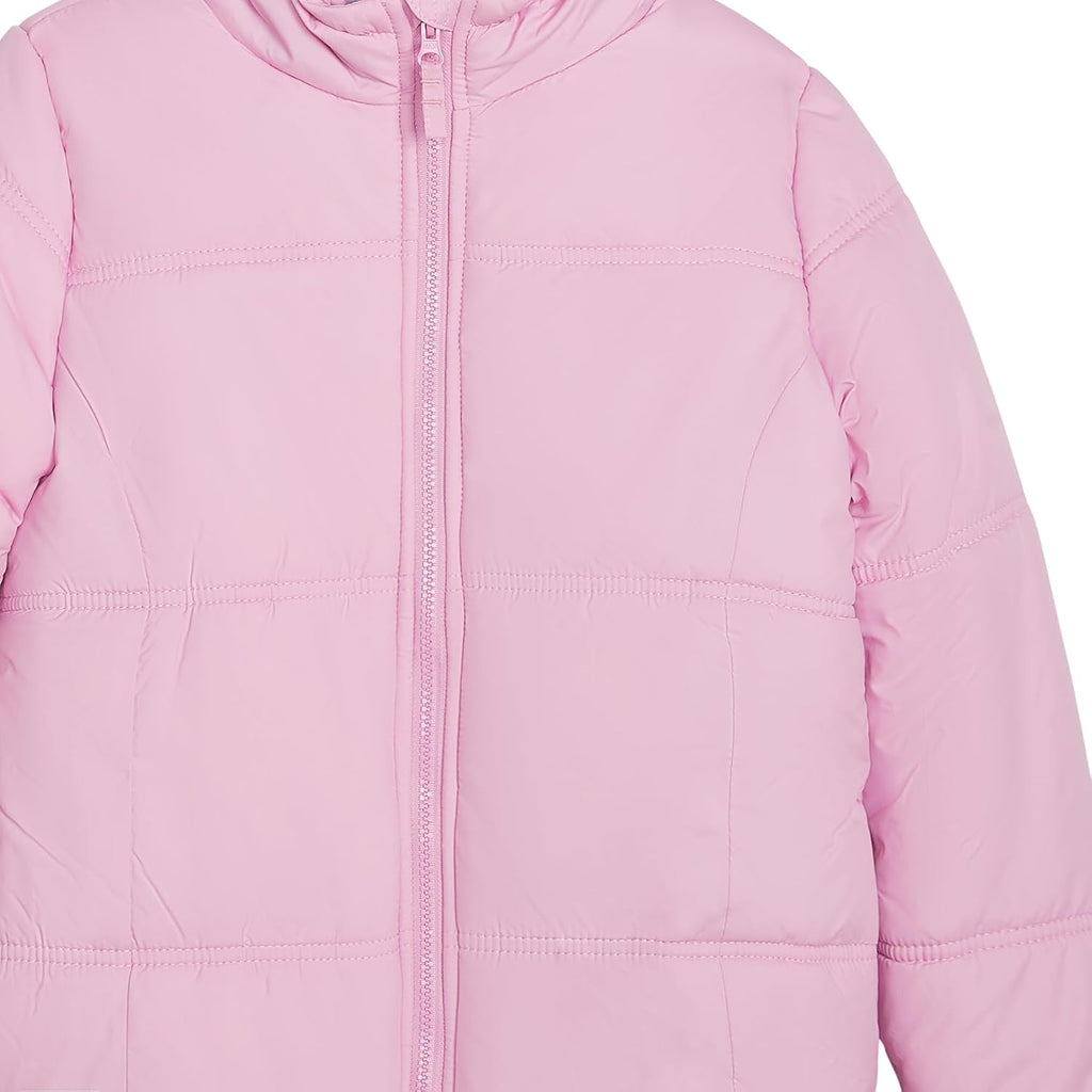 LONDON FOG Baby Girls' Heavyweight Quilted Puffer Jacket with Fleece Beanie