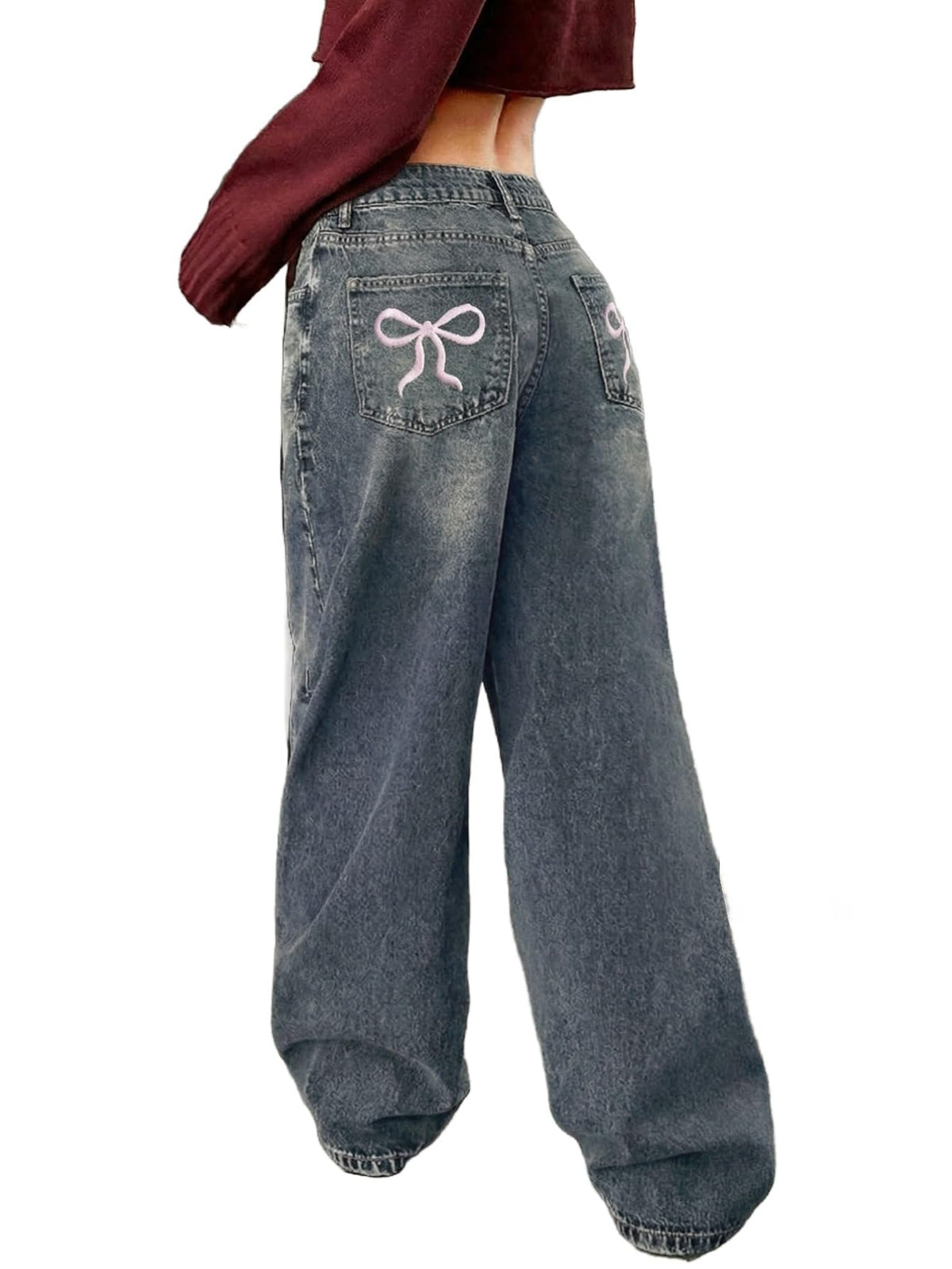 MakeMeChic Girl's Baggy Jeans Wide Straight Leg Denim Pants Kids 4-16Y