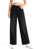 Haloumoning Girls Baggy Wide Leg Jeans High Elastic Waist Denim Pants