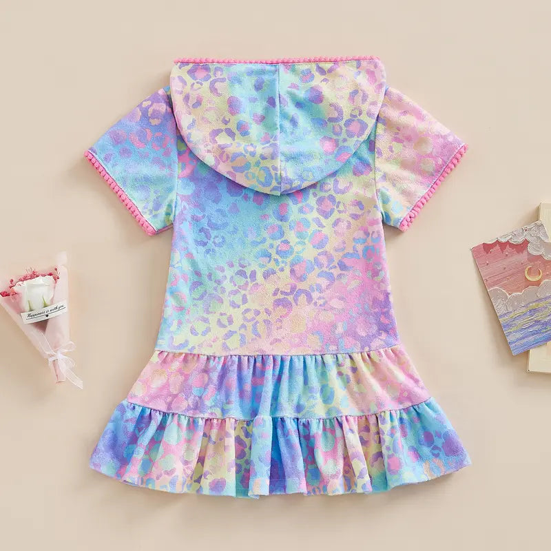 Canrulo Girls Hooded Zip Terry Coverups Swim Beach Cover-up Cotton Summer Short Sleeve