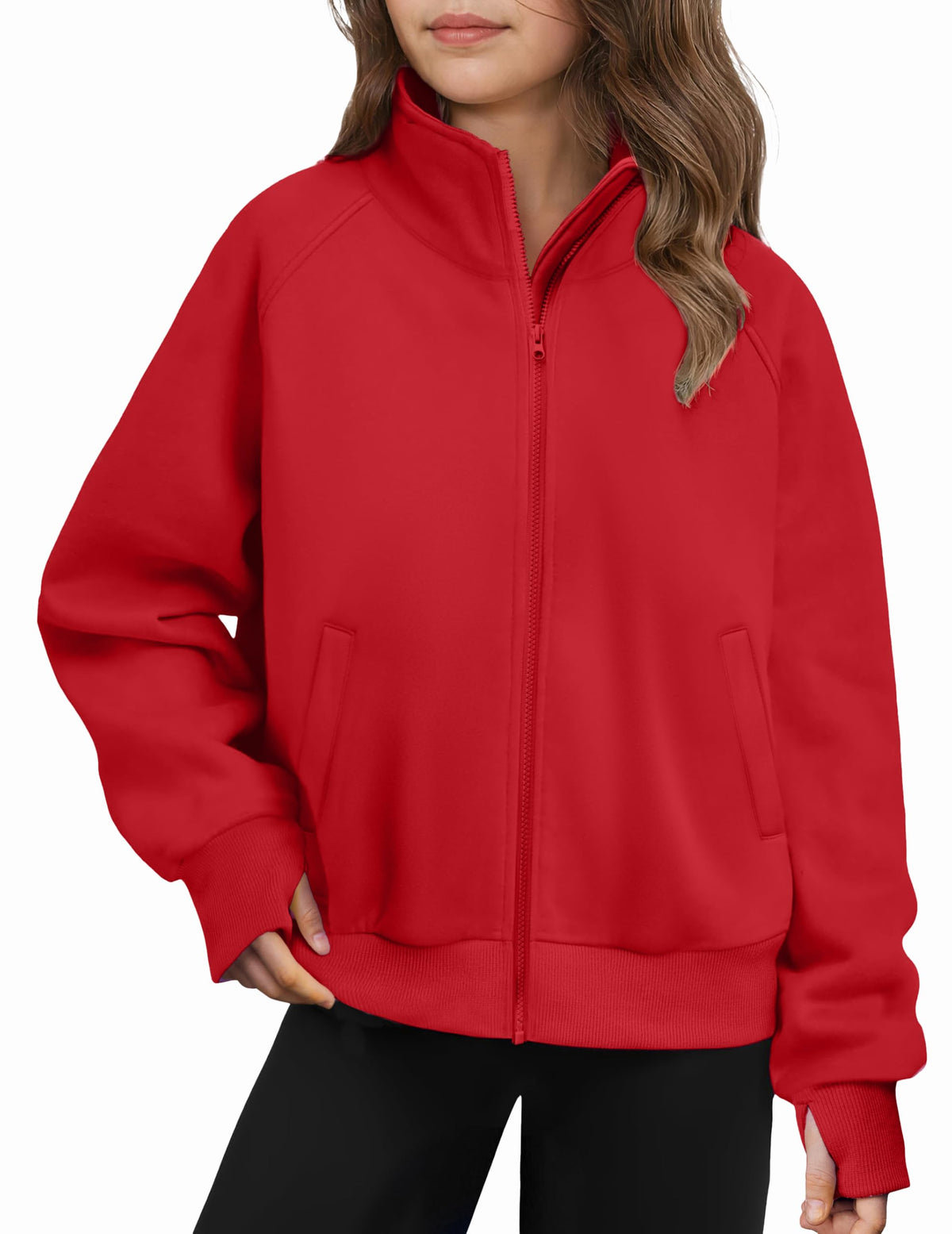Arshiner Girls Zip Up Sweatshirt Full-zip Fleece Track Jackets Kids Fall Fashion Outfits Winter Clothes with Pockets