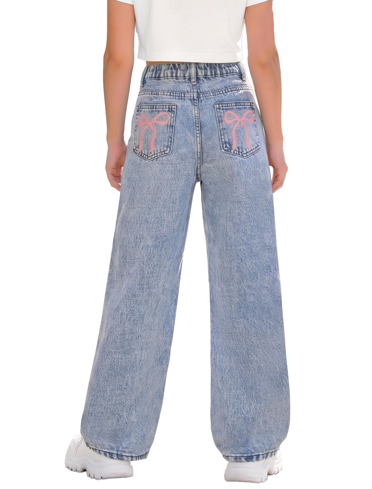 Jeans for Girls Baggy Wide Leg High Waisted Y2K Denim Pants 7-14Y