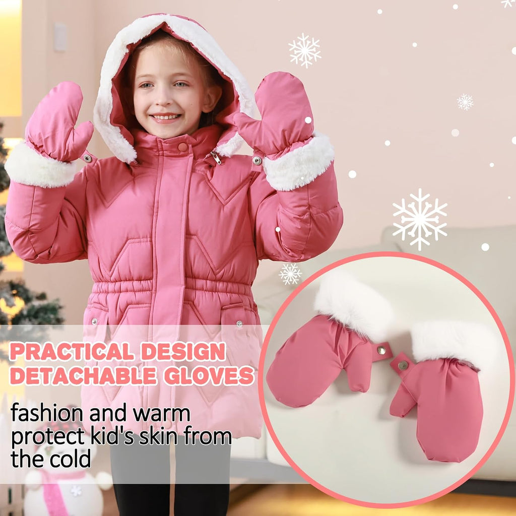 AiWMGL 3T 4T 5T 6T Toddler Girls Winter Coat Jacket Outwear Clothes Warm Overcoat Snowsuit Puffer Parka Fur Lined Hood Kids