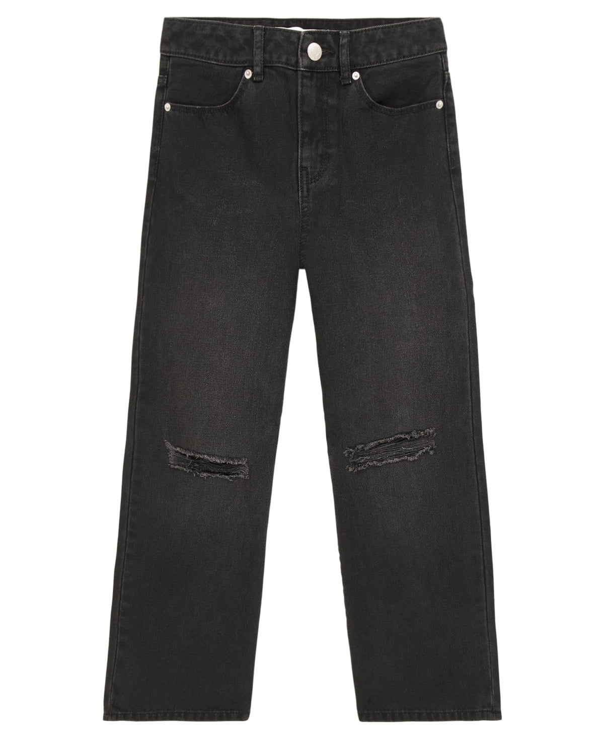 Calvin Klein Girls' 5-Pocket Seamed Wide Leg Denim Jean, Zipper Fly & Button Closure