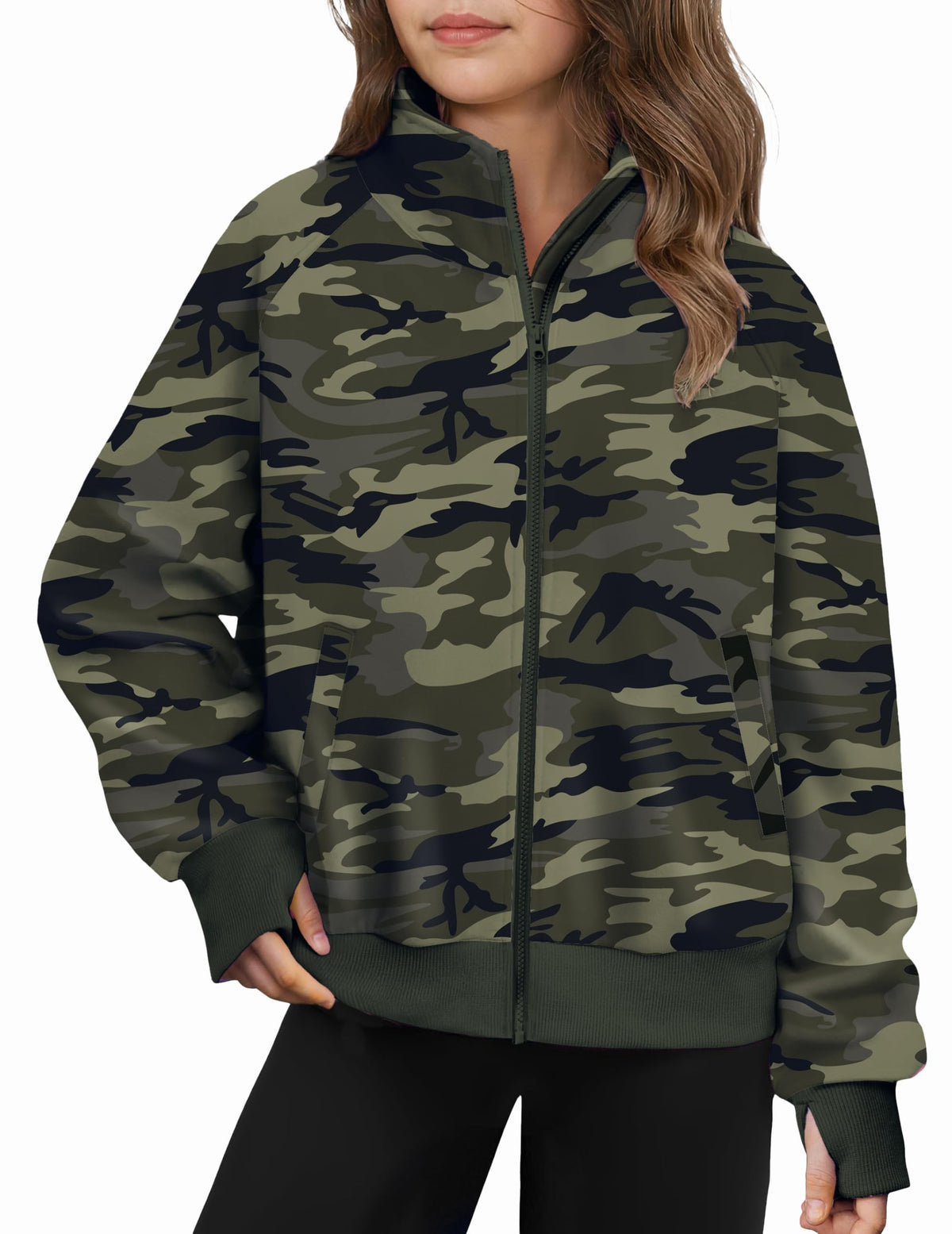 Arshiner Girls Zip Up Sweatshirt Full-zip Fleece Track Jackets Kids Fall Fashion Outfits Winter Clothes with Pockets
