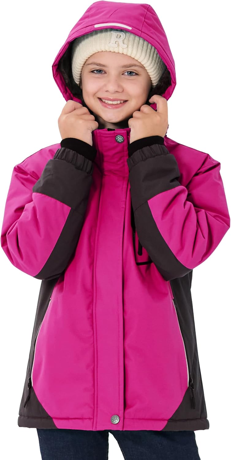 MoFiz Girl's Ski Jacket Winter Snow Coat Kids Fleece Warm Snowboard Jacket