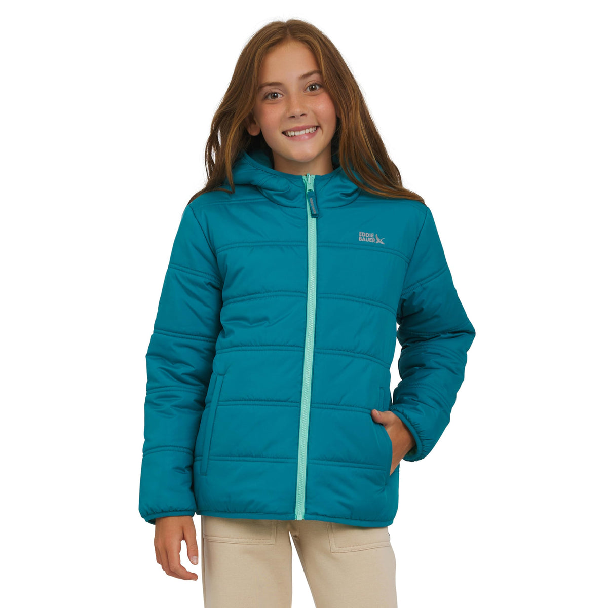 Eddie Bauer Girls' Deer Harbor Reversible Faux Fur Lined Insulated Puffer Jacket