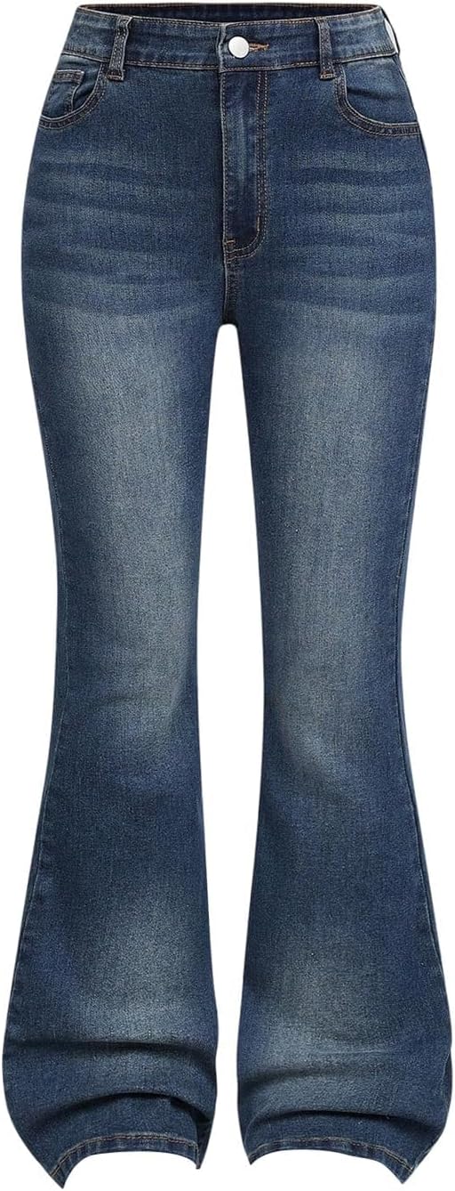 GORGLITTER Girl's Flare Jeans High Waisted Bell Bottom Denim Pants