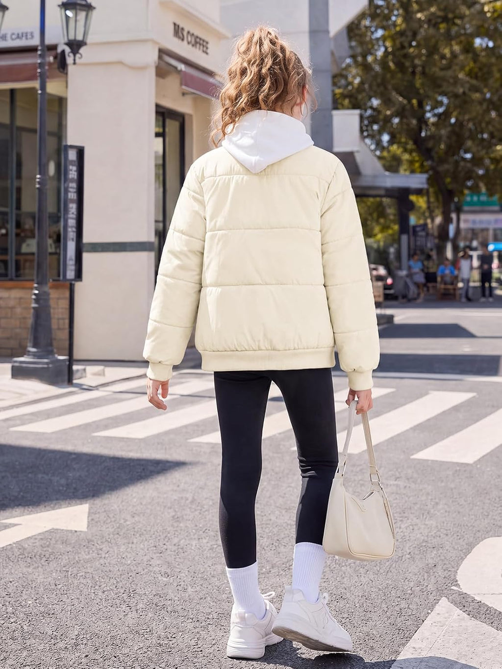 Haloumoning Girls Short Puffer Jacket Warm Stand Collar Winter Coat
