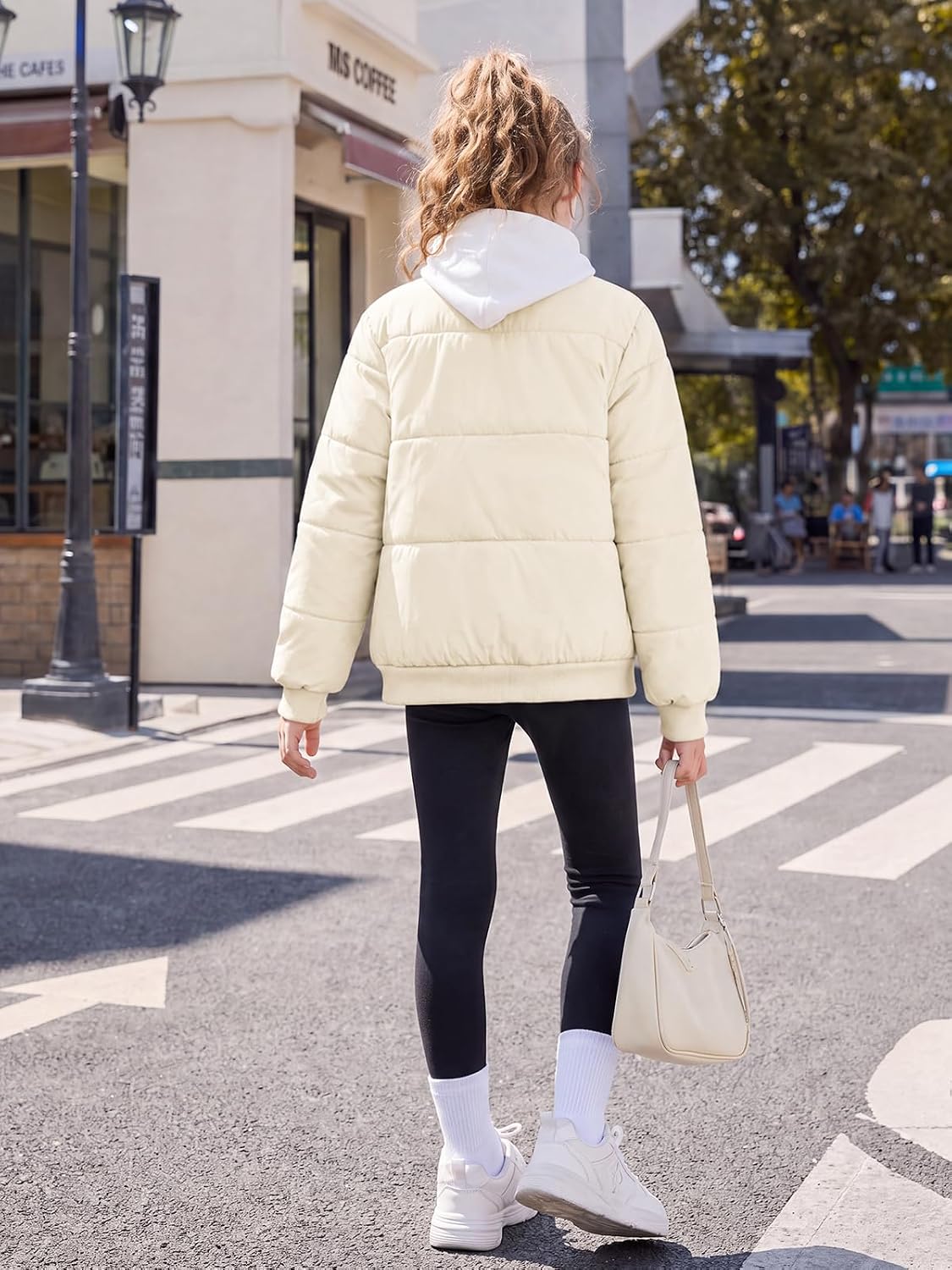 Haloumoning Girls Short Puffer Jacket Warm Stand Collar Winter Coat