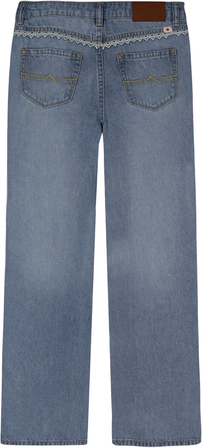 Lucky Brand Girls' Mid Rise Flare Stretch Denim Jean, Zipper Fly & Button Closure