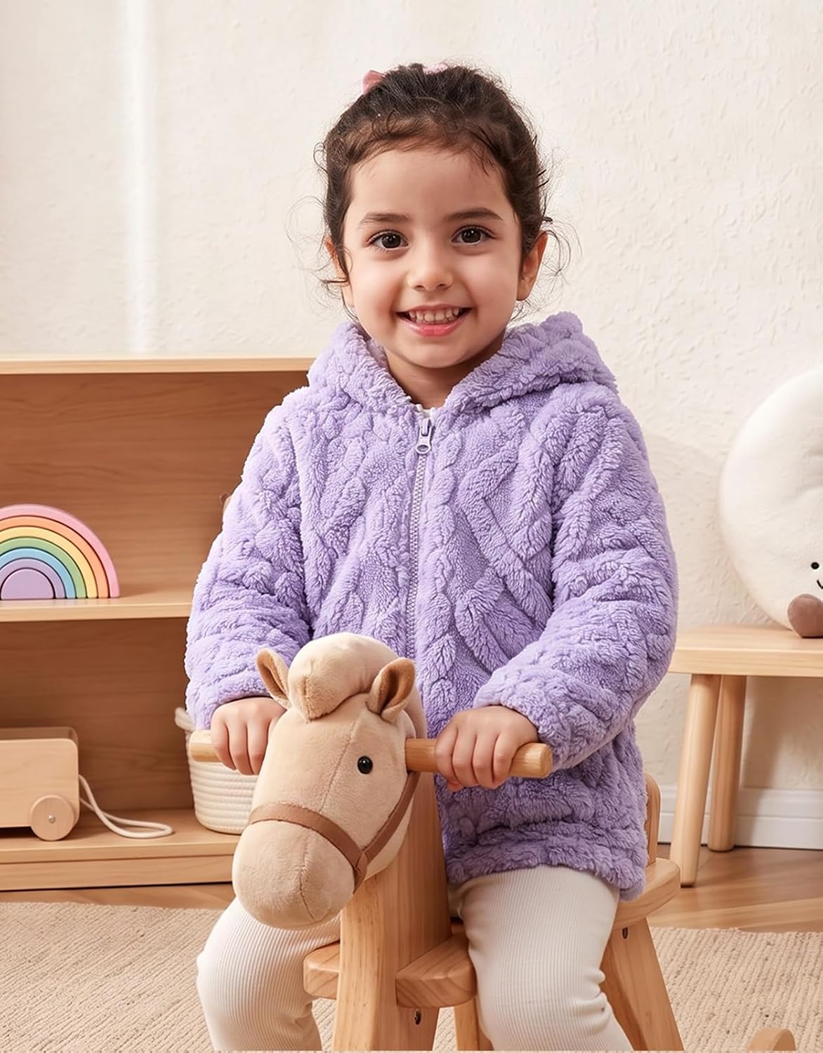 Toddler Girls Fleece Jacket Hooded Coats Winter Outwear 2-6 Years