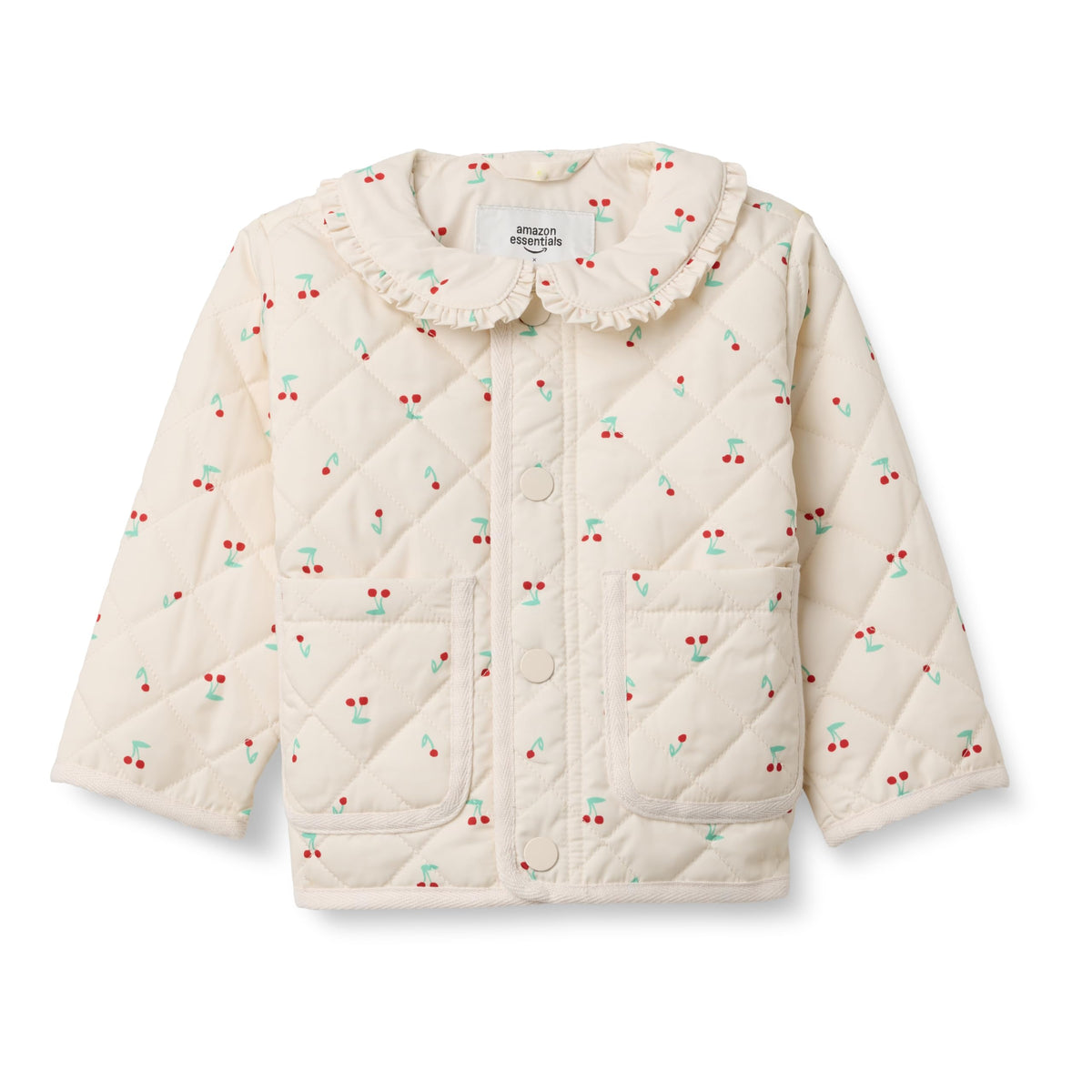 Amazon Essentials x Sofia Grainge Toddler and Baby Girls' Midweight Quilted Field Jacket with Ruffle