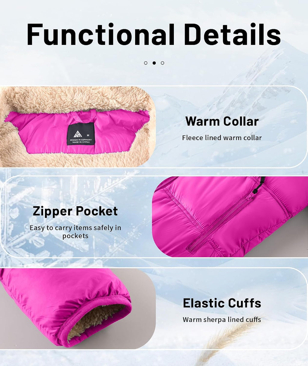 Boy'S Girls Winter Coat Puffer Jacket Sherpa Fleece with Detachable Hood