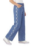 PATPAT Girls Baggy Jeans 5-14Y with Elastic Wasit & Butterfly Embroidery