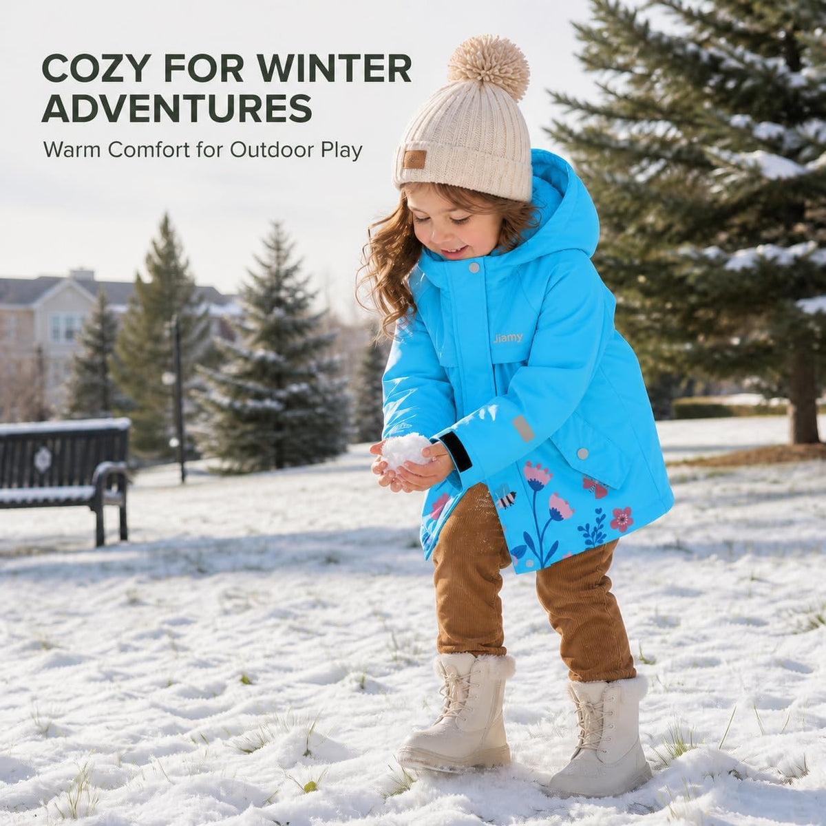 JiAmy Toddler Girls Winter Coat Fleece Lined Waterproof Hooded Jacket 1-8Y