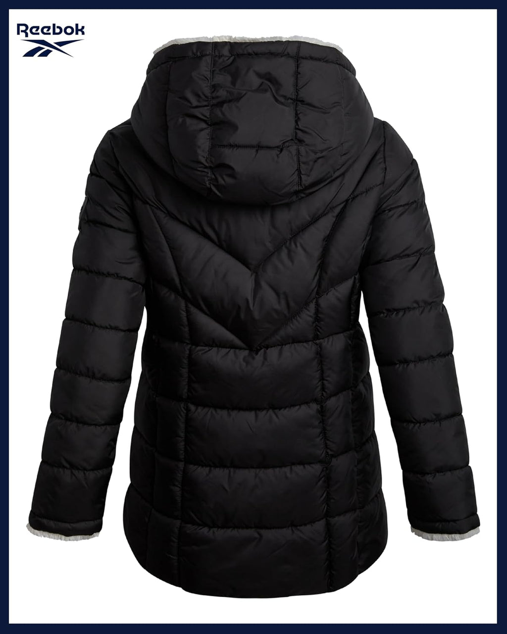 Reebok Girls Reversible Puffer Jacket, Fur Lined, Wind & Water Resistant