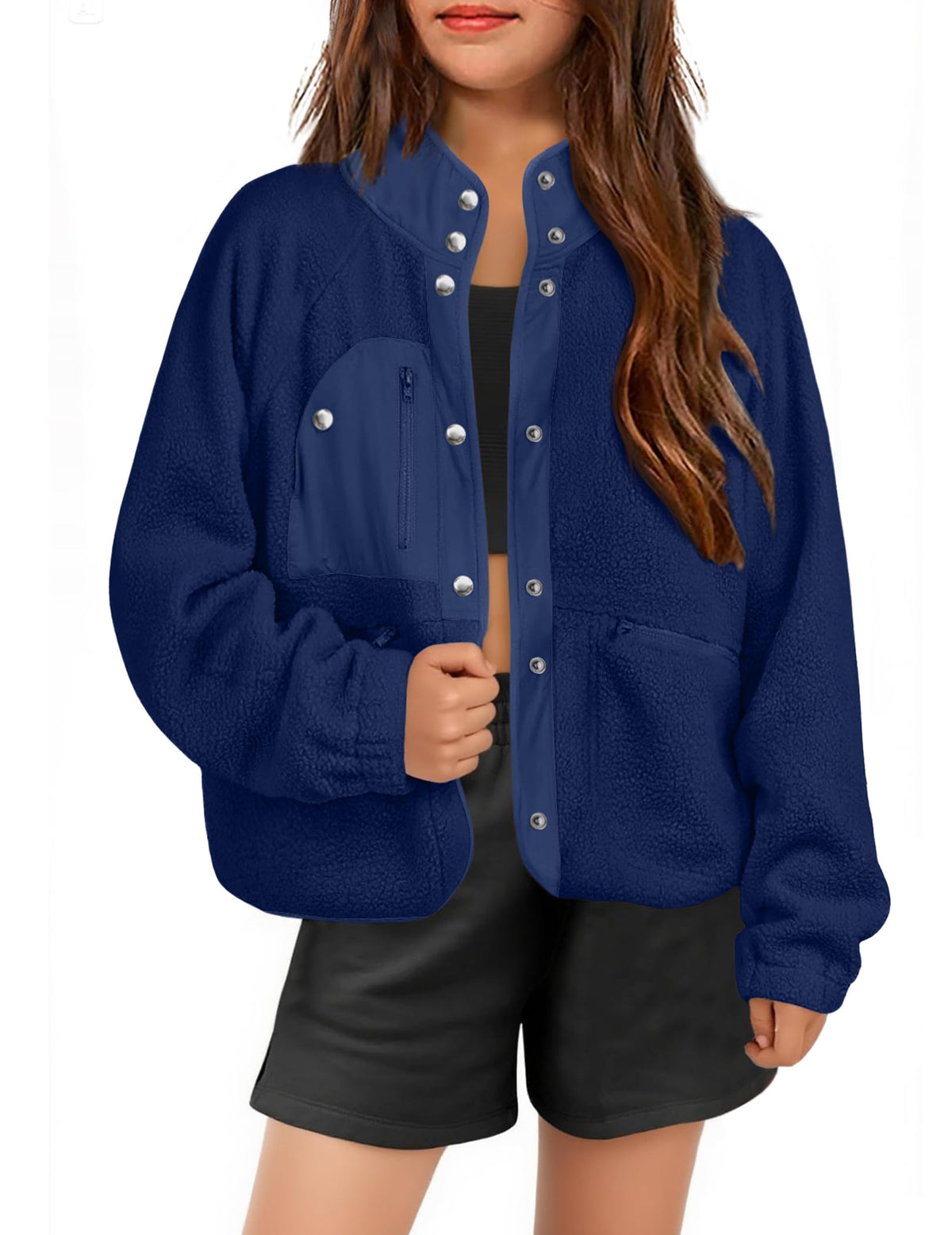 Arshiner Girls Sherpa Fleece Jacket Button Down Fall Winter Coat