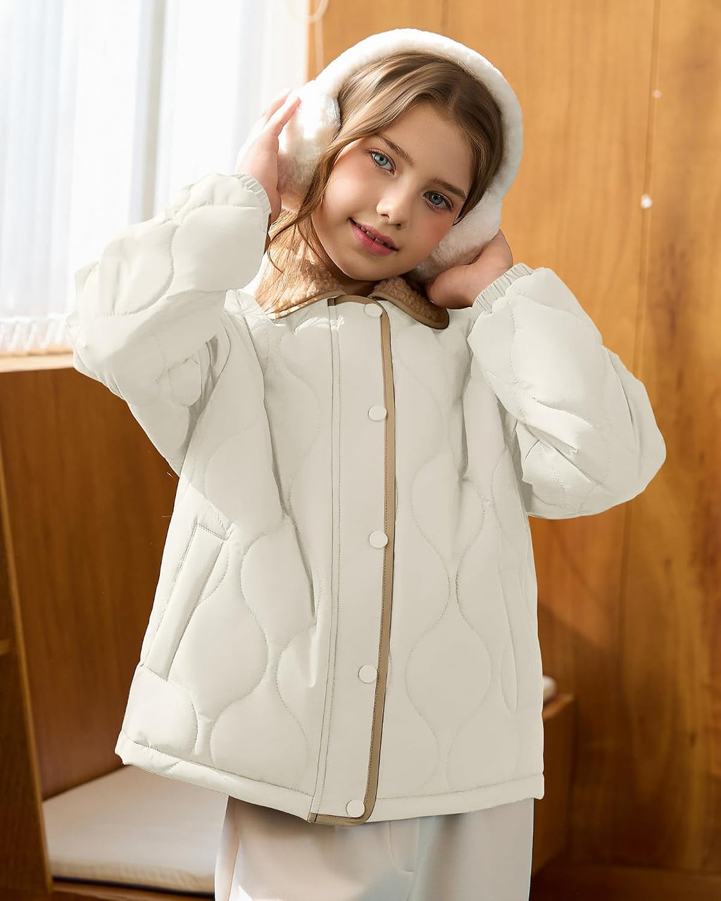 Girls Quilted Jacket Puffer Winter Coat Lightweight Outwear 3-14Y