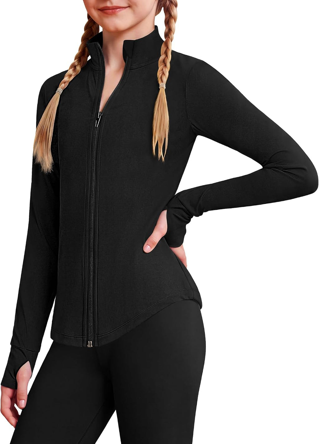 Arshiner Girls Zip Up Athletic Jacket Kids Lightweight Horse Riding Shirts